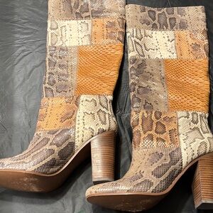 Coach Multicolor Patchwork Heeled Boots